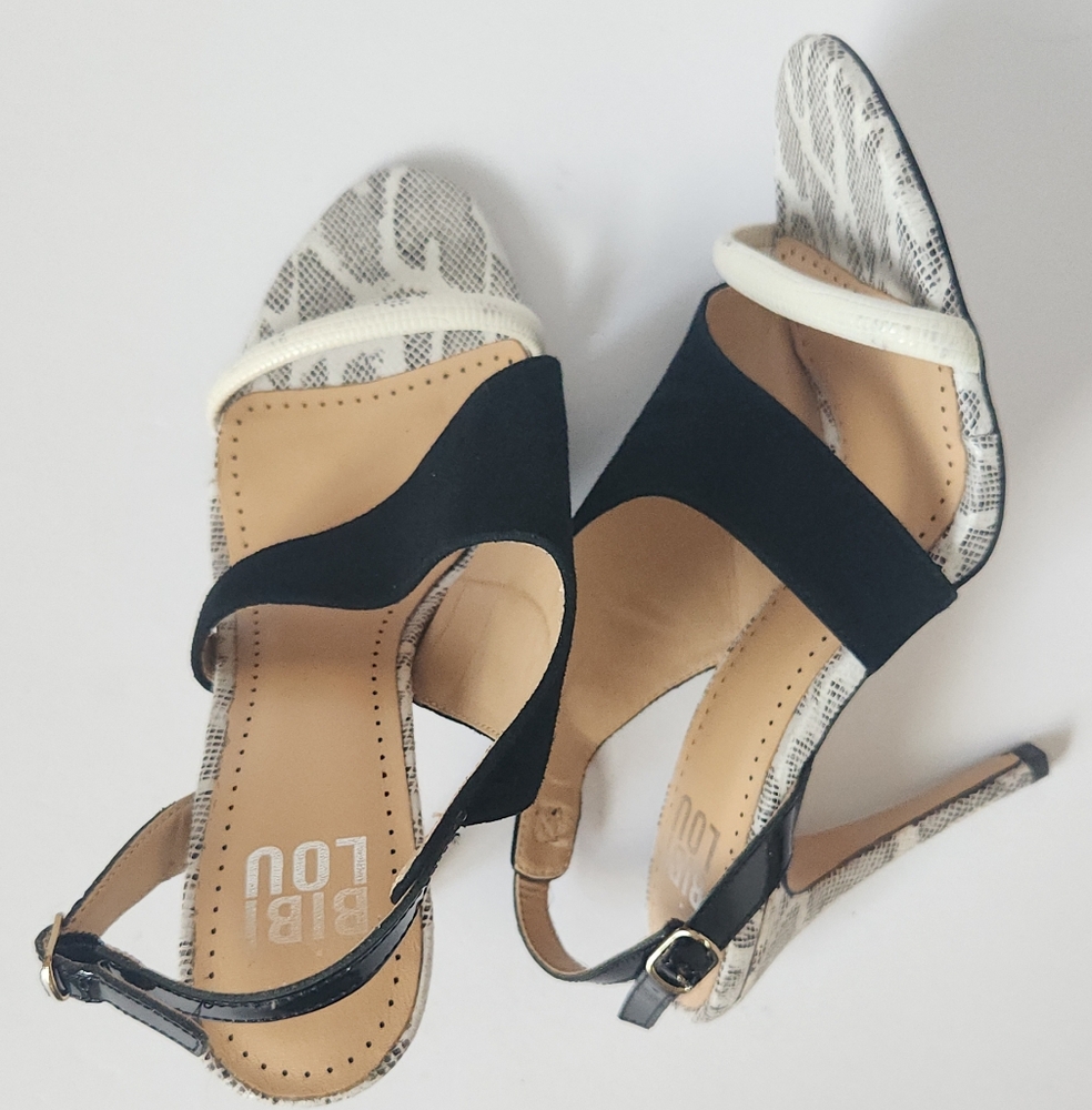 Bibi Lou Suede Leathet Sneak Print Heels - Picture 10 of 11
